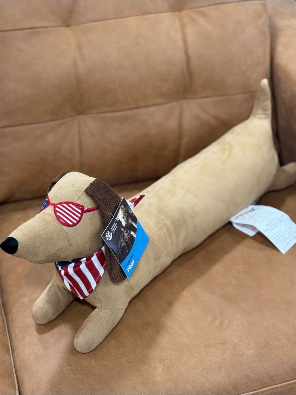 PATRIOTIC DACHSHUND in Stars & Stripes Bandana & Sunglasses Decorative Pillow